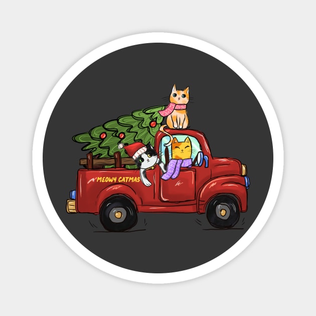 Cat Christmas Tree Gifts Magnet by The WYLD Tribe